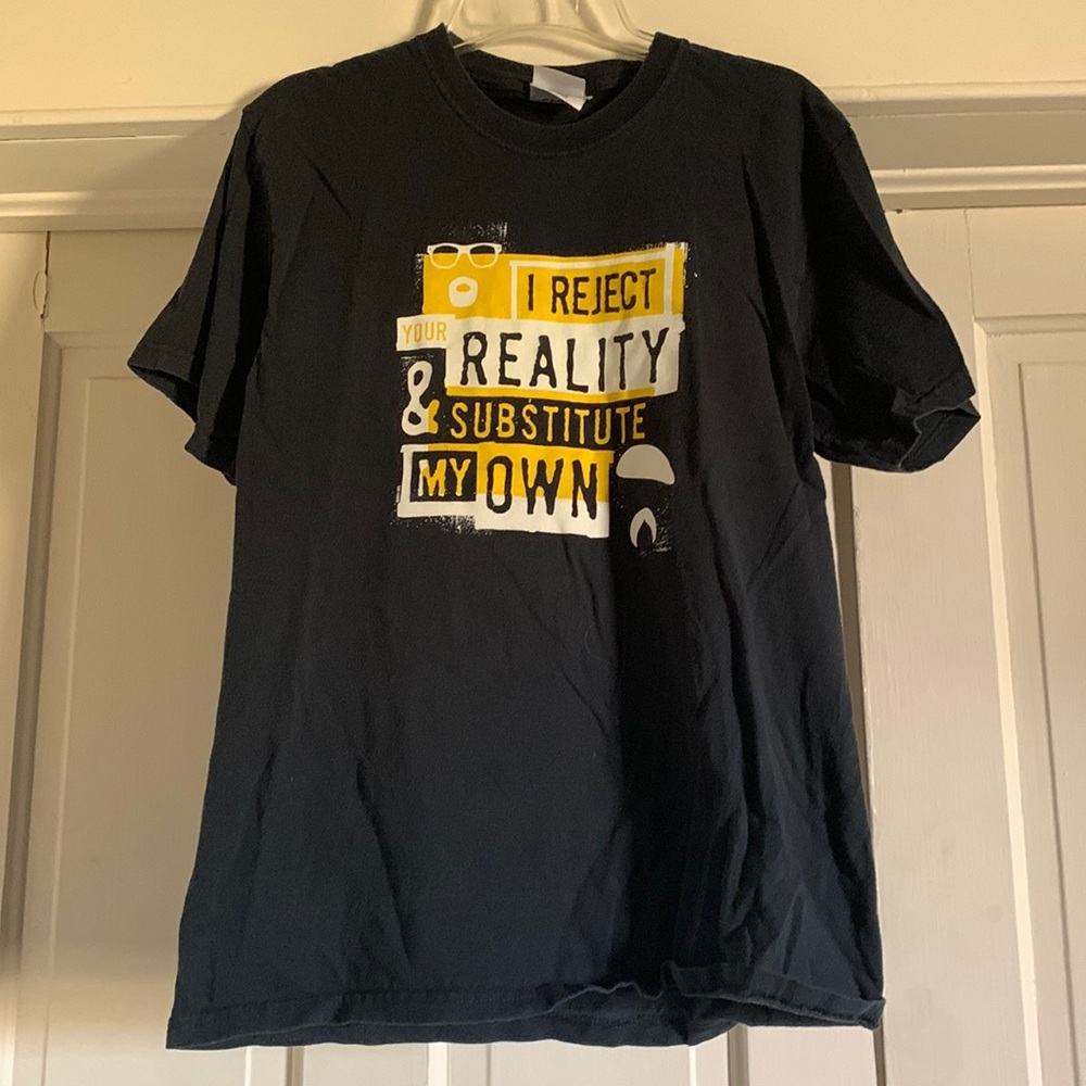 Black Slogan T shirt, Medium